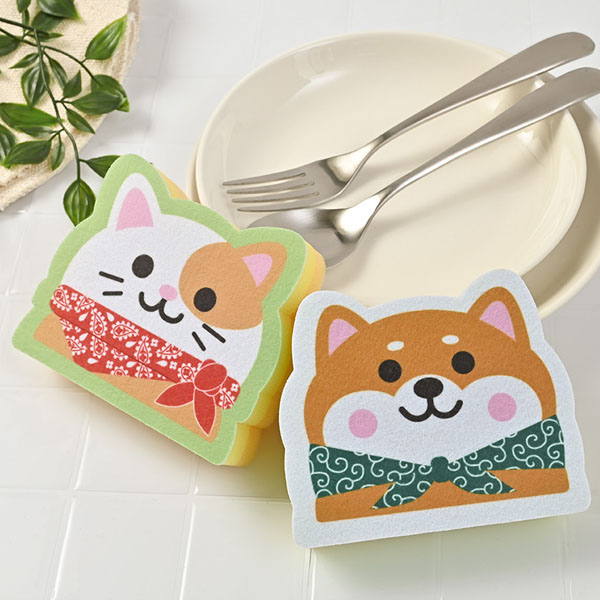 わんにゃんダイカットキッチンスポンジ