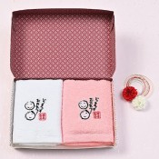 「健康長寿」刺しゅう入ギフトフェイスタオル2枚セット