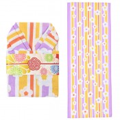 和柄文様 着物手ぬぐい(縦縞梅ちらし)