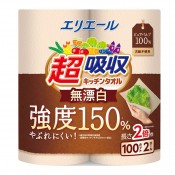 エリエール 超吸収キッチンタオル無漂白2ロール(100カット)