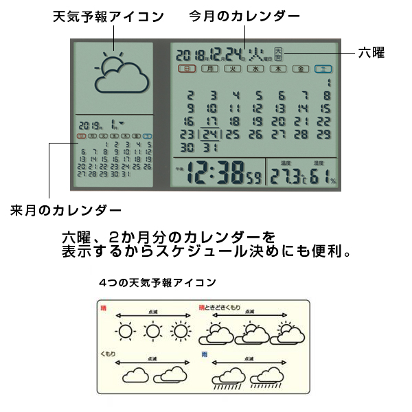カレンダー天気電波時計｜記念品プラザ