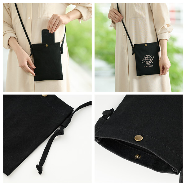 カラモ コットンスマホサコッシュ ブラック カラモ コットンスマホサコッシュ ブラック