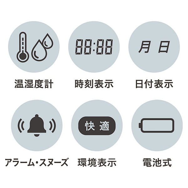 いまの空気がひと目でわかる電波時計(温湿度計付) いまの空気がひと目でわかる電波時計(温湿度計付)